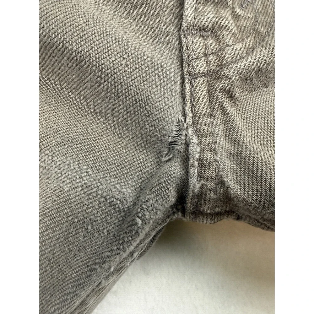 Levi's 505 Straight Fit Trashed Olive Gray Denim Jeans Size 32x32 Rips Stains
